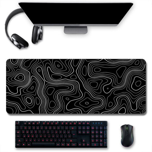 Topographic Contour Extended  Mouse Pad Computer Keyboard Mouse Mat Mousepad with 3Mm Non-Slip Base 1
