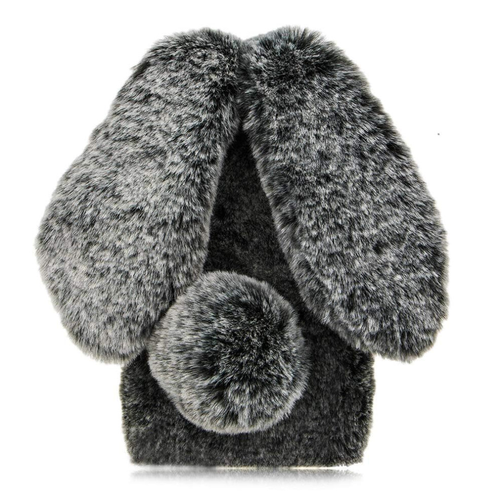 Fluffy Bunny Ears Case For Iphone 16 Pro, Soft Plush Cover With Precise Fit And Enhanced Grip Black 9169991082073