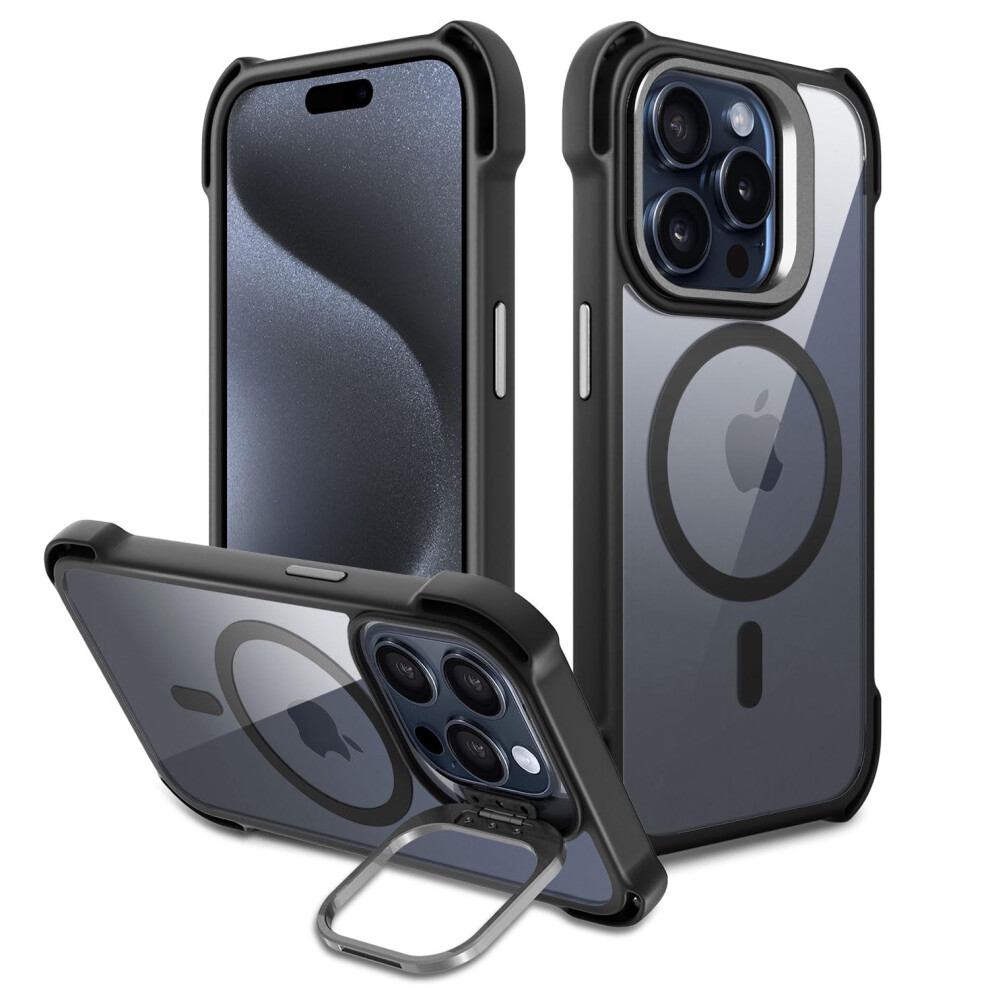 Clear Shockproof Case With Kickstand, Magnetic Charging, Military Grade Protection For Iphone 15 Pro 9169991082127