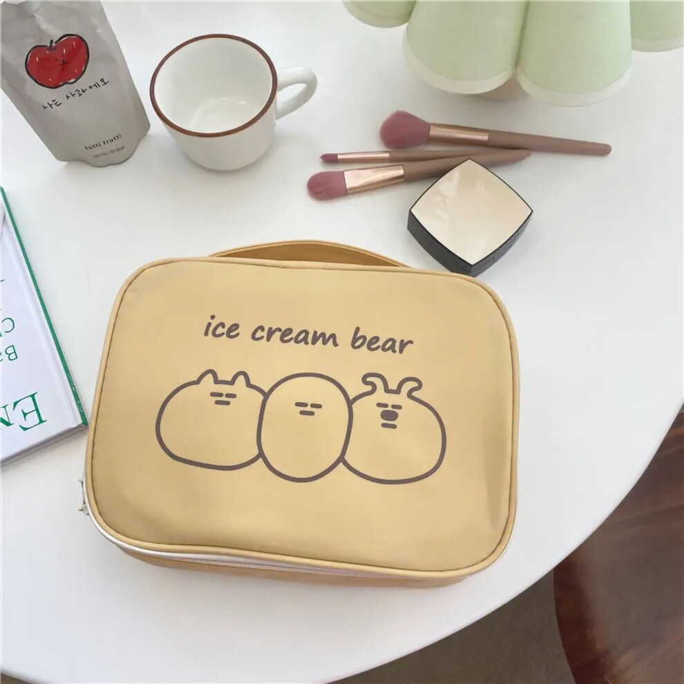 Capybara Print Multi-Layer Pencil Pouch Portable Puffer Cosmetic Bag Travel Makeup Bag with Compartments Multifunctional Zipper Pouch Cute Organizer