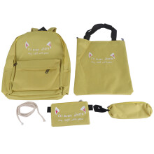 Rucsac casual la modă cu model drăguț cu litere, durabil, rezistent la apă, din nailon, ușor, de bază, cu bretele reglabile, cu buzunare