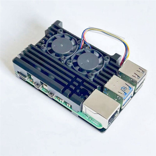 Suitable for Raspberry Pi 5Th Generation Aluminum Shell Raspberry Pi 5 Dual Fan Cooling Protection Box Metal Shell 1