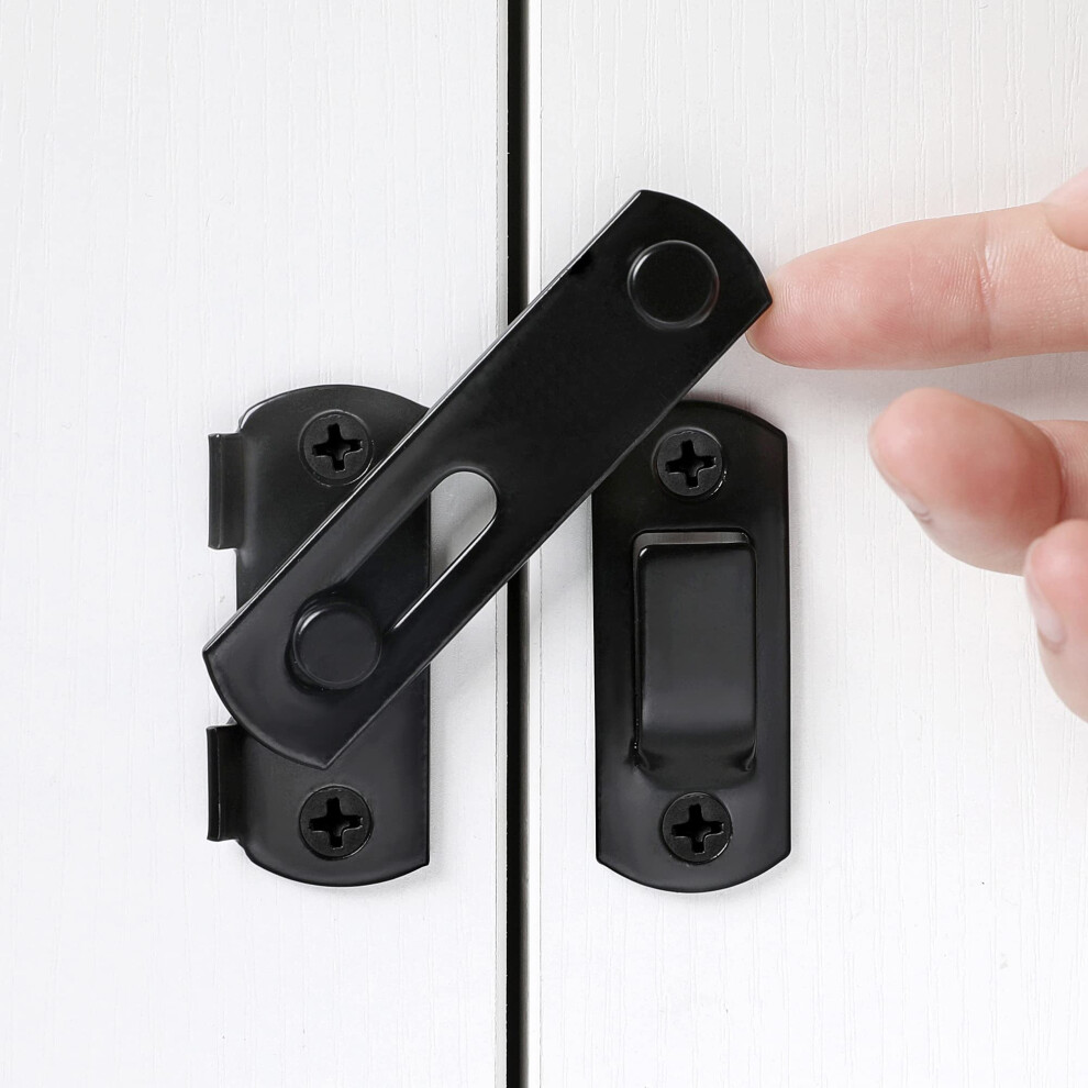 2 Packs Black Stainless Steel Barn Door Latch, Rustresistant Secure Rotating Lock For Gates And Cabinets 9092120872361