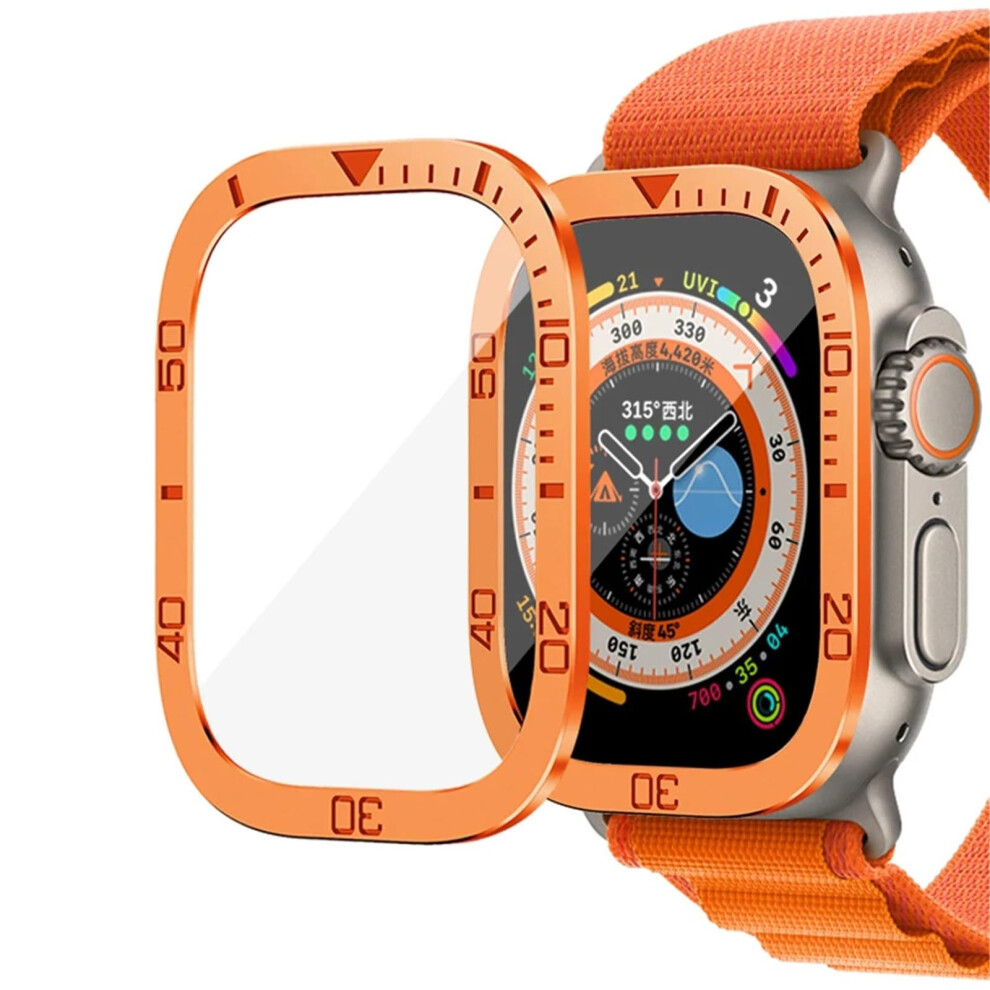 Screen Protector 49Mm Tempered Glass With Metal Frame Antiscratch Accessory For Apple Watch Ultra 2 Orange 9169991086194