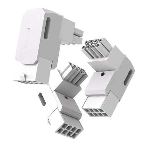 8 Pin PCIe GPU Power Adapter 90 Degree Angled Connector Aluminum Case for Desktop  Card White STD 2