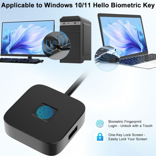 Wired Fingerprint Reader for Windows Hello Touch ID Fingerprint Reader & Hub USB Reader Scanner Module B 2
