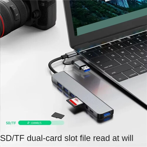 8 in 2 USB +Type C HUB Docking Station with 3.5mm Audio Jack Adapter  Card Reader Laptop Tablet Disk Converter 2
