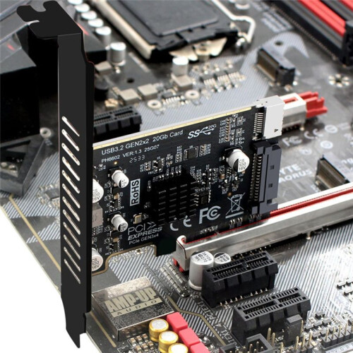 PCI-E to TYPE-E Expansion Card PCIE X4 to TYPE-E USB 3.2 20Gbps Expansion Card for Type C Front Panel Mount Adapter 2