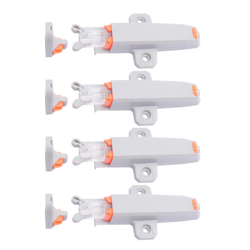 4 Pack Push to Open Double Spring Cabinet Latch Handle Design for Doors and Wardrobes Gray