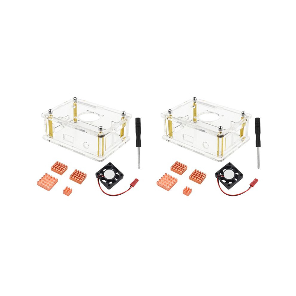 2X For Pi 3 Lts Case Acrylic Enclosure Transparent Shell Heatsink Screwdriver Cooling Fan For Pi 3 Lts Orange 6034197943073