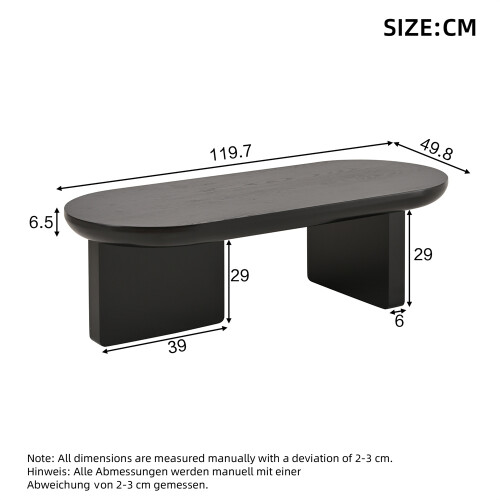 Black Oval Coffee Table, Spray-Painted MDF 1