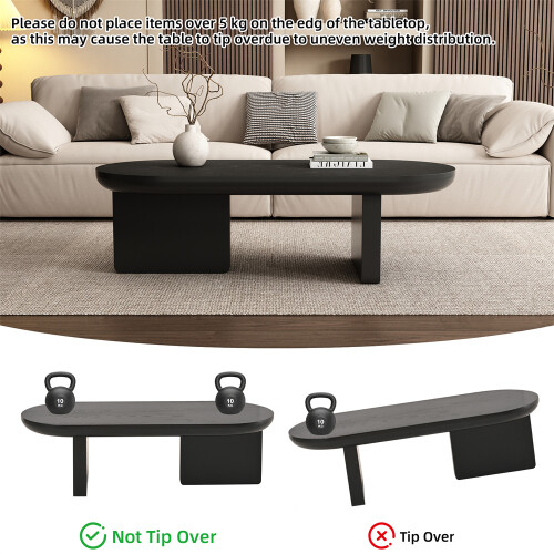 Black Oval Coffee Table, Spray-Painted MDF 2