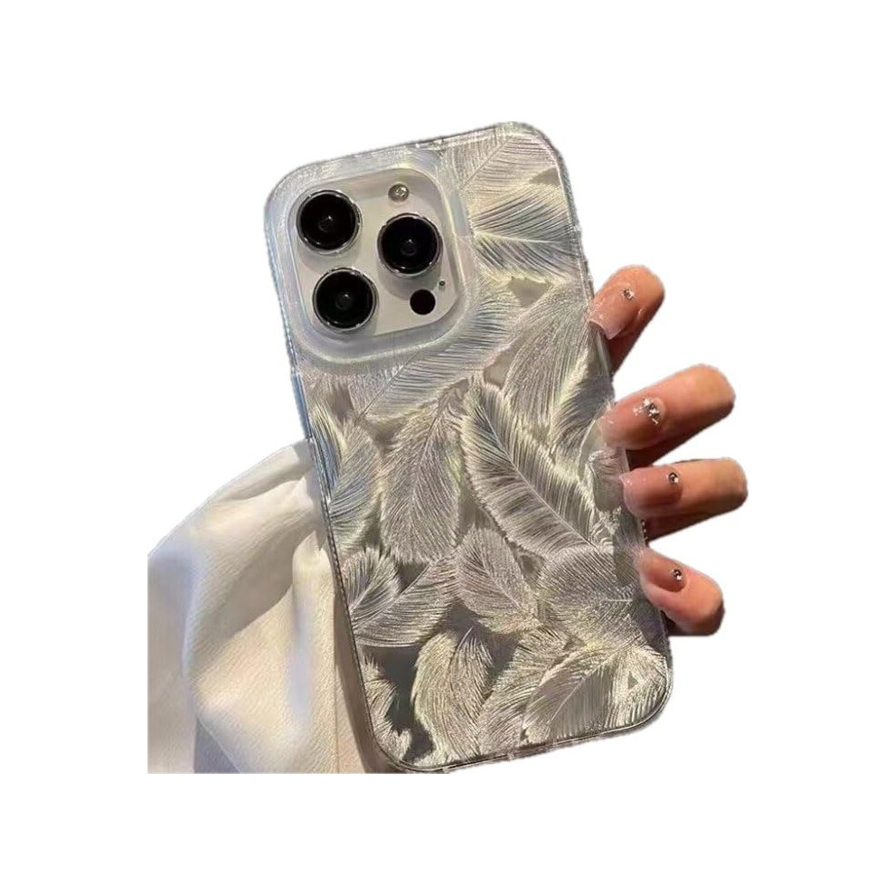 Case Glitter Sparkle Feather Design Shockproof Slim Scratch Resistant For Iphone 16 Pro Max Silver 9073542367437