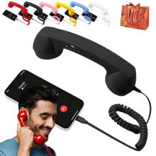 Retro Phone Handset with Crystal Clear Audio, Ergonomic Design, TypeC Wired Vintage Style, Black Upgrade