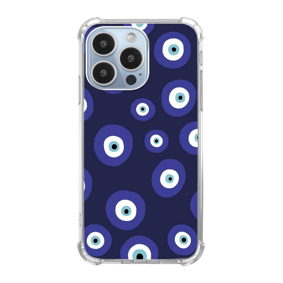 Evil Eyes Case For Iphone 15 Pro, Slim Shockproof Tpu Bumper Protective Cover With Antiscratch Design Blue 9073542367475