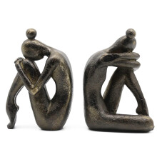 Bronze Abstract Female Sculpture Bookends Pair with NonSlip Base for Home Office Decor