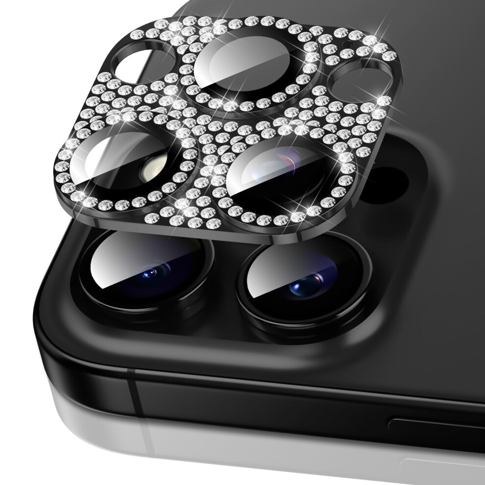 Camera Lens Protector For Iphone 16 Pro/Pro Max Glitter 9H Tempered Glass Hd Clear Scratch Resistant Black 9073542367482