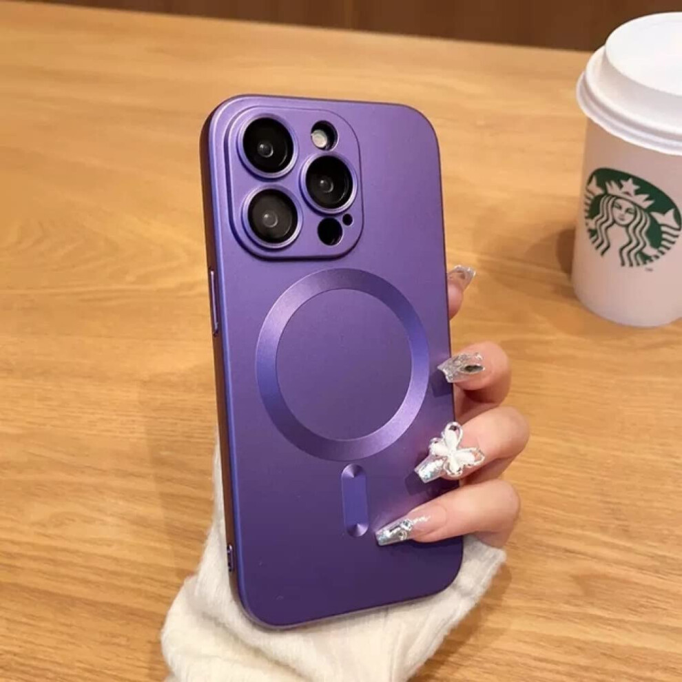 Matte Magnetic Soft Silicone Shockproof Cover Compatible With Magsafe For Iphone 14 Pro 13 12 11 Pro Max, Dark Purple 9073542367505