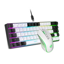 HXSJ 68 Keys Mechanical Keyboard Compact RGB Luminous Gaming Mouse and Keyboard Combos for PC Gaming B