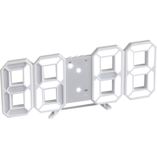 Horloge murale LED 3D, plastique, lettres blanches