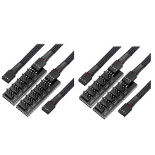2X PWM Lüfter Hub Splitter, 4 Poliges 5 Wege PC CPU Kühlung Gehäuse mit Schwarzer Hülse, Lüfter Verlängerung Splitter Adapter Kabel 40 cm