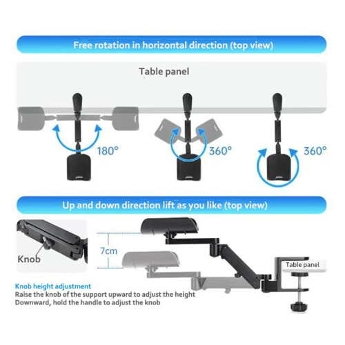 Metal Adjustable Arm Rest Wrist Support Extended Mouse Pad Armrest for Computer Ergonomic Hand Comfort Silver 2
