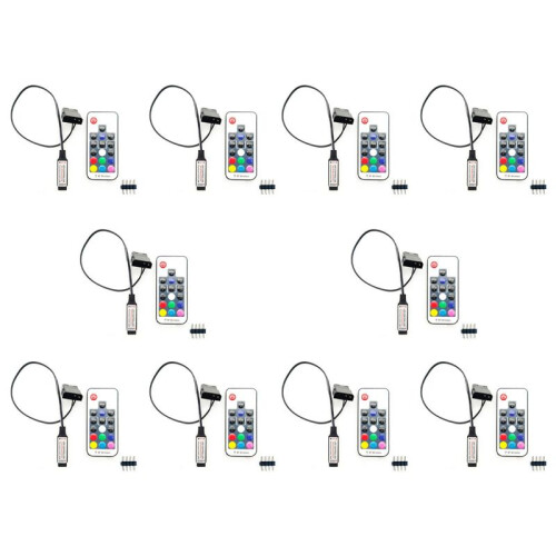 10X Computer Fan Lighting Effect Controller,5V 3-Pin/12V 4-Pin RGB Fan Equipment Wire Control/Remote Controller