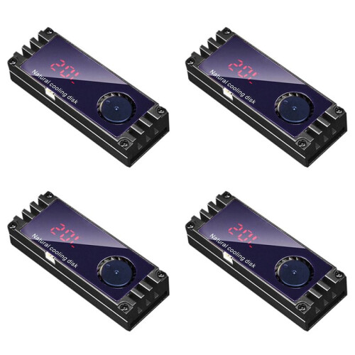 4X M2 SSD Heatsink Cooler Temperature OLED Digital Display M.2 2280 NVME SSD Solid State Hard Disk Radiator Heat Black
