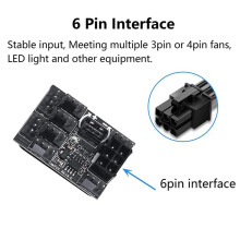 4X 3 Pin 4 Pin FläKt Adapter PWM PC Chassis KylfläKt Hub Governor 8 Way Splitter 12V Speed Controller med 6Pin Power Port