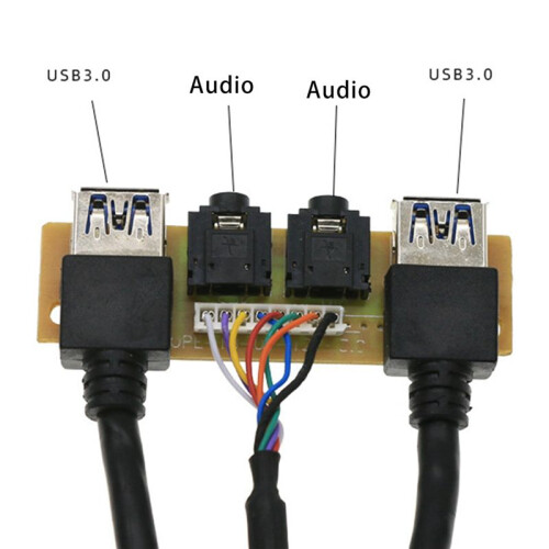 3pcs 60cm Front Case Panel USB3.0+USB3.0+HD Audio Jack  I/O Board+Internal Wire USB Bezel