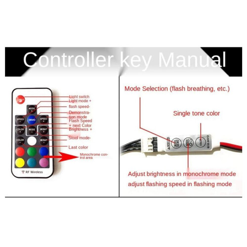2X Computer Fan Lighting Effect Controller,5V 3-Pin/12V 4-Pin RGB Fan Equipment Wire Control/Remote Controller 1