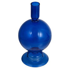 Blue Glass Candle Holder with Crystal Candlestick, HeatResistant Tealight for Romantic Dining Decor