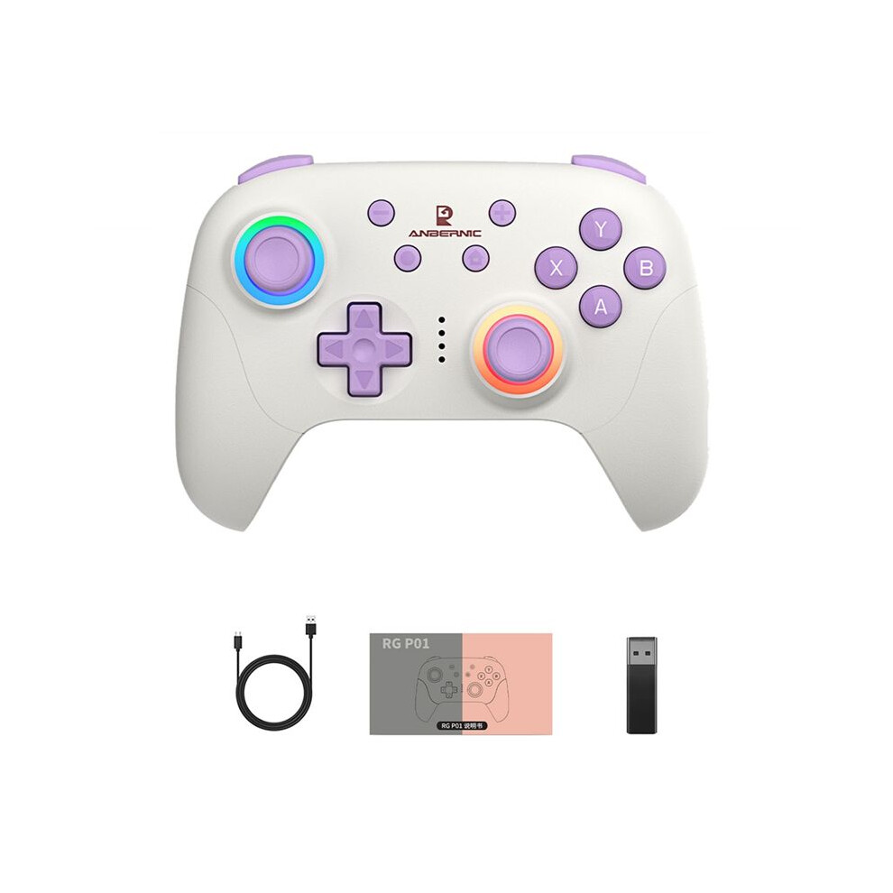 Anbernic Rgp01 Gamepad Wireless Game Controller Rgb Hall Effect Joystick For Pc Android Ios Steam White 4713607103079
