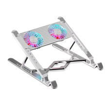 Einstellbarer Laptop-Kühler-Standfuß, Lüfterpad, Zusammenklappbare Notebook-Stütze Aus Aluminium mit Tragbarem Kühler