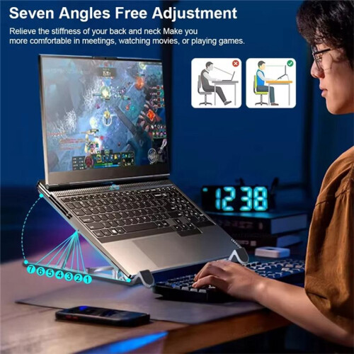 Adjustable Laptop Cooler Base Stand Cooling Fan Pad Folding Aluminum Notebook Support with Cooler Portable 2