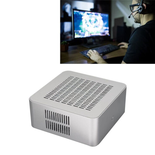 Aluminium Behuizing Kleine Desktopcomputerbehuizing PSU HTPC -ITX PC-Behuizing 2 USB 3.0-Poorten 2
