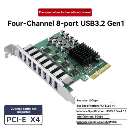 8 Port USB 3.0 PCI Express Expansion Card PCI-E X4 USB 3.0 Board USB3.0 6Gbps Adapter Controller for Desktop PC 2