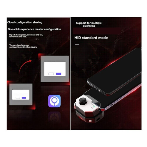 MB02 Mobile Game Joystick, Gamepad HID per Android e IOS, Multi-Connessione: TYPE-C, USB,