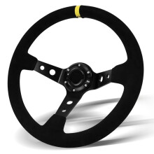 Universal Racing Steering Wheel, 350mm 6 Bolt Steering Wheel Suede for Race/Rally/Motorsport/Car Sim Driving
