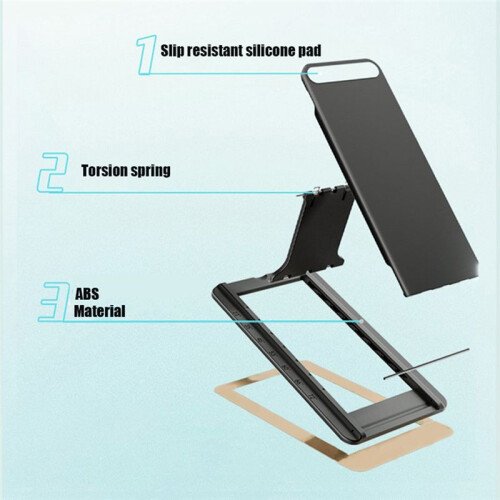 Universal Tablet Stand Foldable Storage Portable Sticky Tablet Bracket for Desktop E-Reader Bracket Tablet Holder Black 2