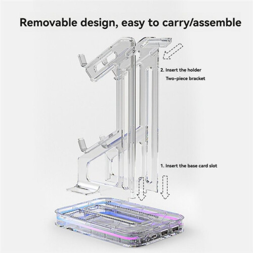 Dual Game Controller Holder RGB Acrylic Gamepad Desktop Stand Headphone Bracket for Game Console 2