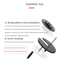 Adjustable Tablet Wall Mount 90 Rotating Holder for , TV Box, E-Reader, Hard Disk, Powerbank Black