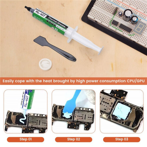 RELIFE RL-407 Thermal Silica CPU Cooling Paste CPU Electronic Components Cooling General Thermal Silicone Silicone Paste Black 2