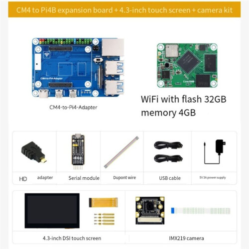 Core3566 Module Kit RK3566 Quad-Core Processor High-Performance Computing with 4.3-Inch  Touch Screen EU PLUG