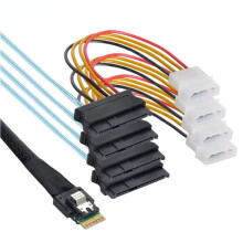 PCIE SAS 4.0 38pin SFF-8654 4i 38pin Host to 4X SFF-8482 with 4P Power Cable