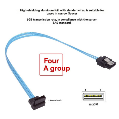 4pcs 90-Degree Right-Angle Bend SATA3.0 Data Cable Aluminum Foil 6gbps Computer Hard Drive Cable Straight Elbow 2