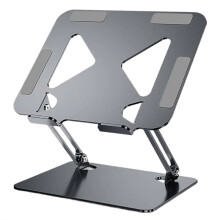 Suporte Dobrável para Laptop em Aço de Liga, Suporte para Tablet com Elevação para Dispositivos Menores de 17,3 Polegadas, Suporte Portátil Cinza