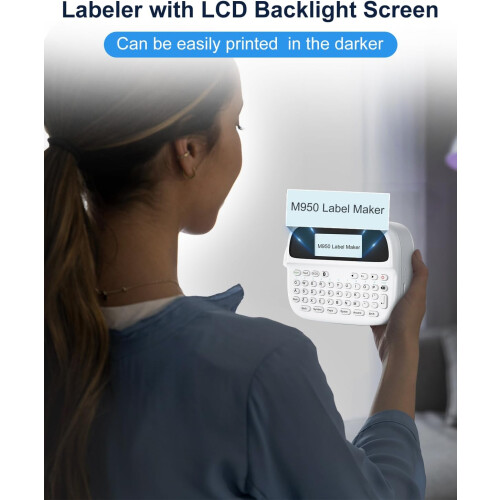 Bluetooth Label Maker with Keyboard, Waterproof Rechargeable, Backlit LCD for Home Office School 2