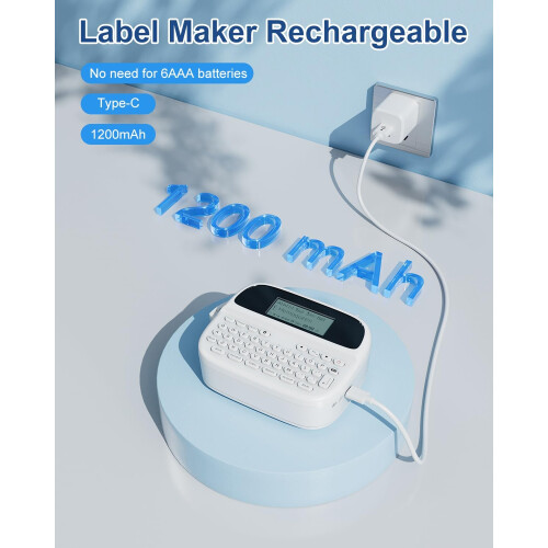 Bluetooth Label Maker with Keyboard, Waterproof Rechargeable, Backlit LCD for Home Office School 1