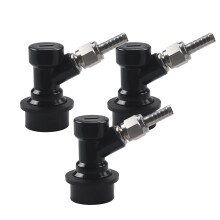 Ball Lock Keg Fittings with MFL Thread and 1/4 Inch Liquid Barbs for Homebrew, 3 Pack Black